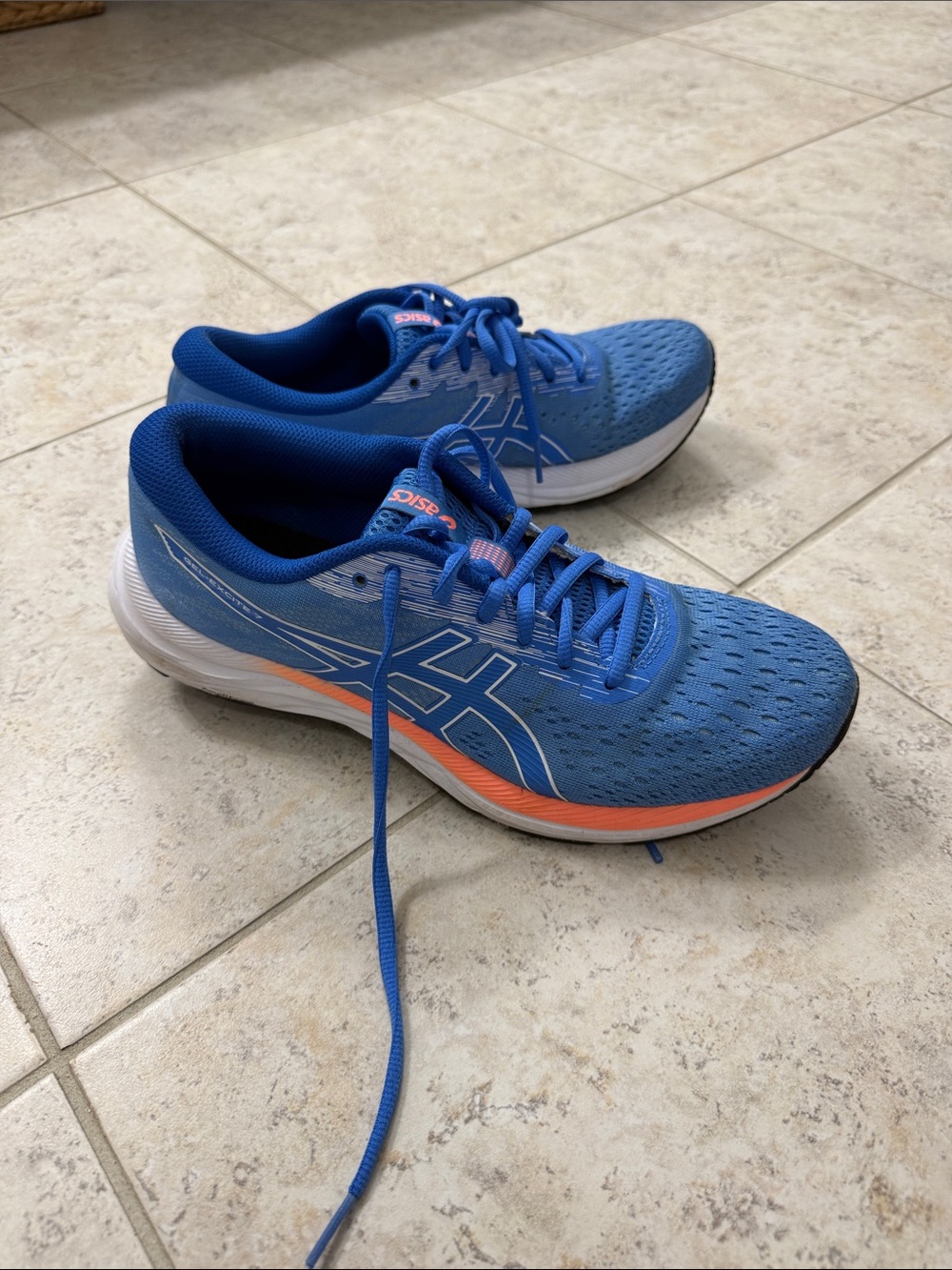 ASICS Blue and Coral Running Sneakers